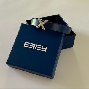 EFFY Jewelry Navy Blue leather Bracelet with Silver color X Charm